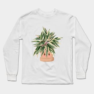 Cute Plant Illustration, Calathea Triostar Long Sleeve T-Shirt